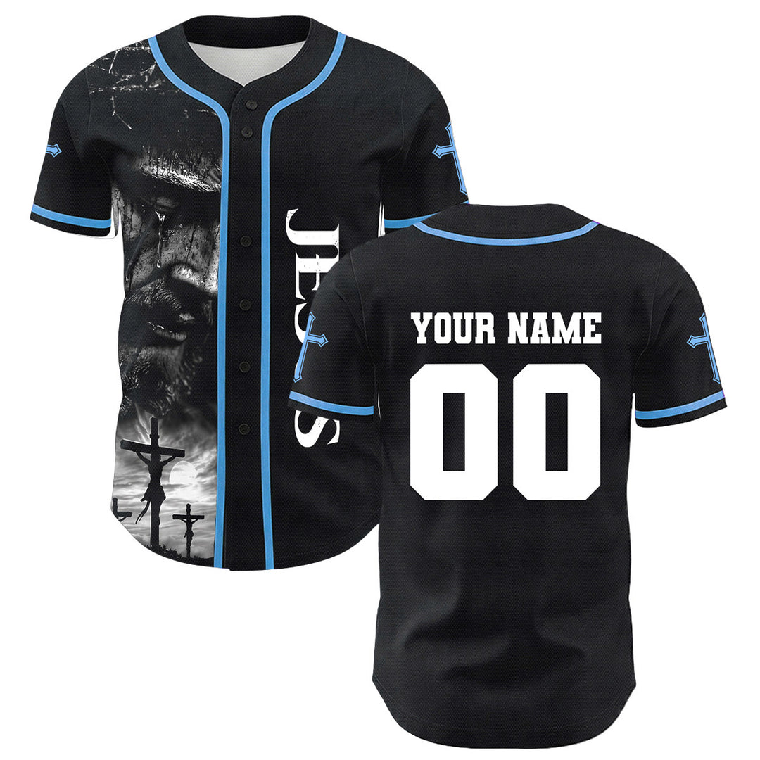 Christianartworkshop Jesus Crucifixion Custom Name Number Cross Sleeve Unisex Baseball Jersey - image 13