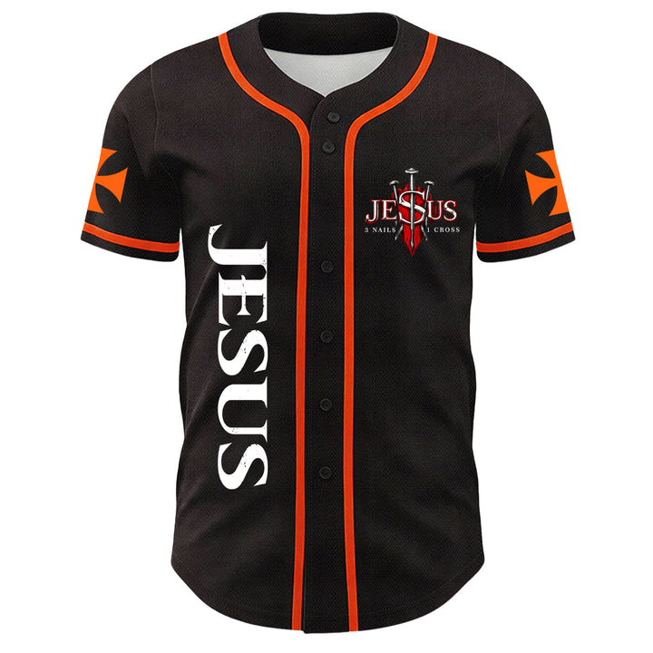 Christianartworkshop Before Abraham Was I Am Jesus Cross Nail Graphic Unisex Baseball Jersey - image 5