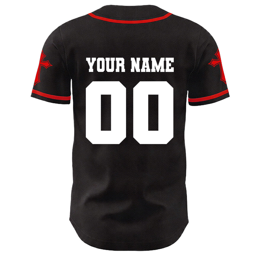 Christianartworkshop Crown Of Thorns Jesus Custom Name Number Cross Sleeve Unisex Baseball Jersey - image 6