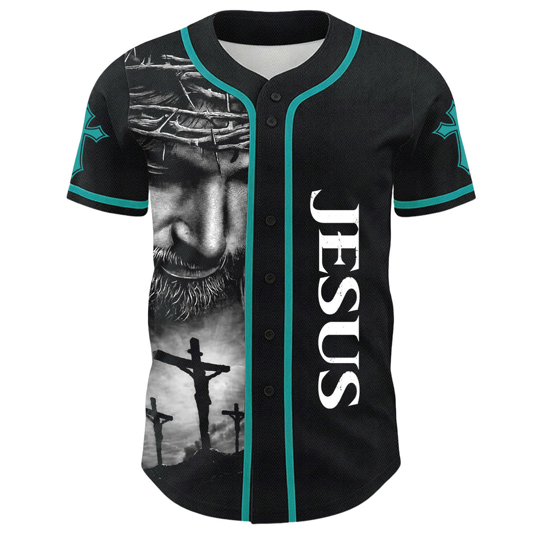 Christianartworkshop Crown Of Thorns Jesus Custom Name Number Cross Sleeve Unisex Baseball Jersey - image 35