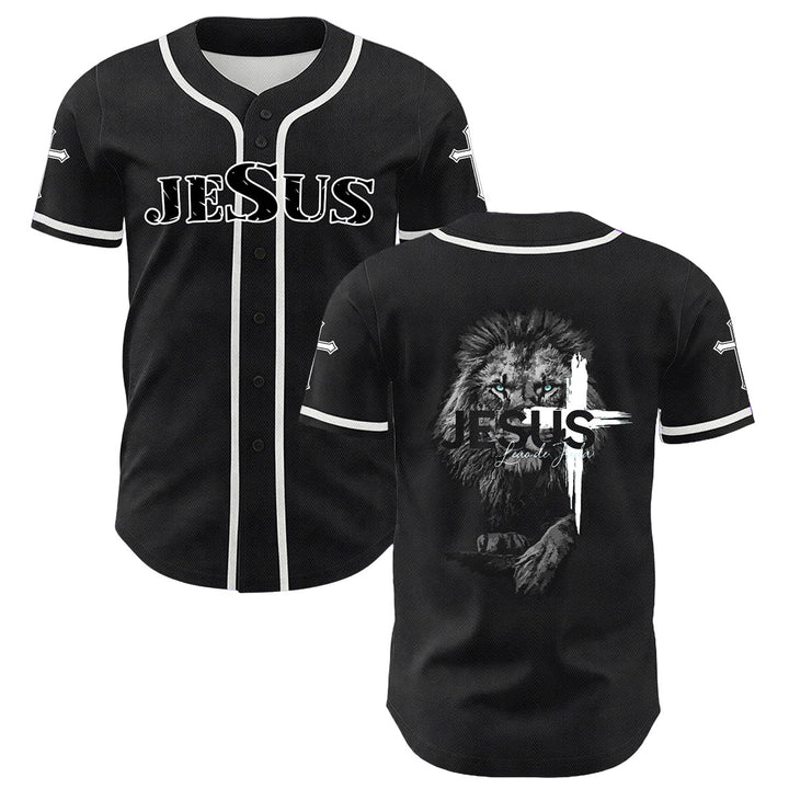 Christianartworkshop Lion Of Judah Jesus Cross Graphic Unisex Baseball Jersey - White - 5XL - image 9