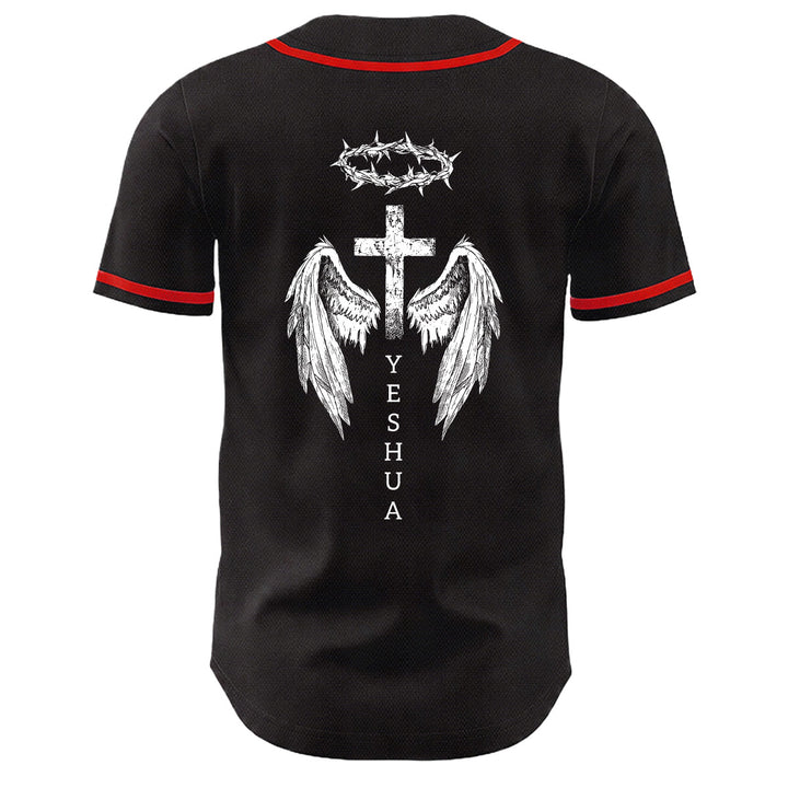 Christianartworkshop Yeshua Crown Of Thorns Cross Angel Wings Unisex Baseball Jersey - image 13