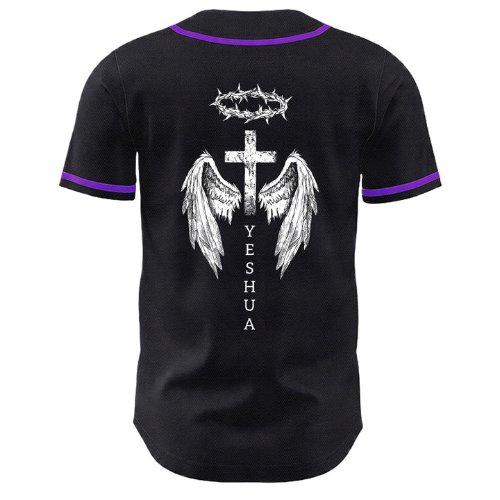 Christianartworkshop Yeshua Crown Of Thorns Cross Angel Wings Unisex Baseball Jersey - image 22