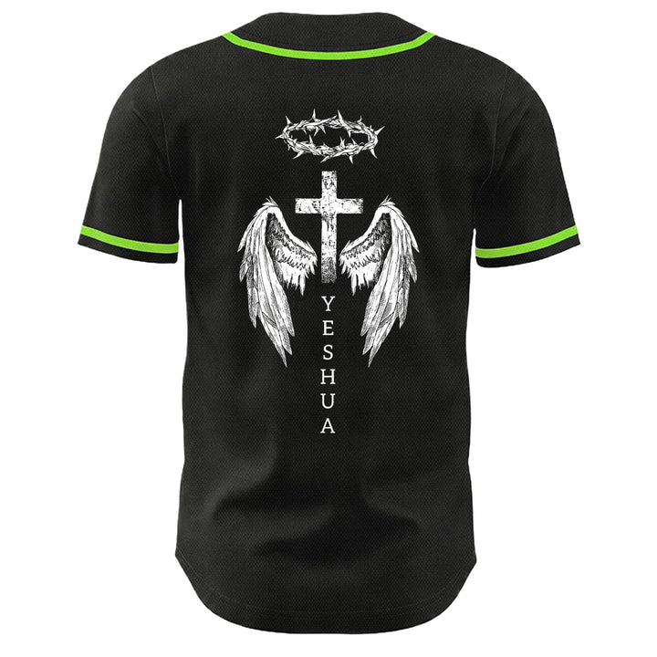Christianartworkshop Yeshua Crown Of Thorns Cross Angel Wings Unisex Baseball Jersey - image 19