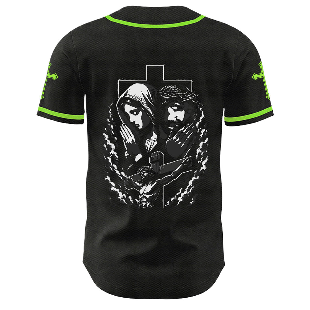 Christianartworkshop Jesus Virgin Mary Crucifix Cross Christian Unisex Baseball Jersey - image 22