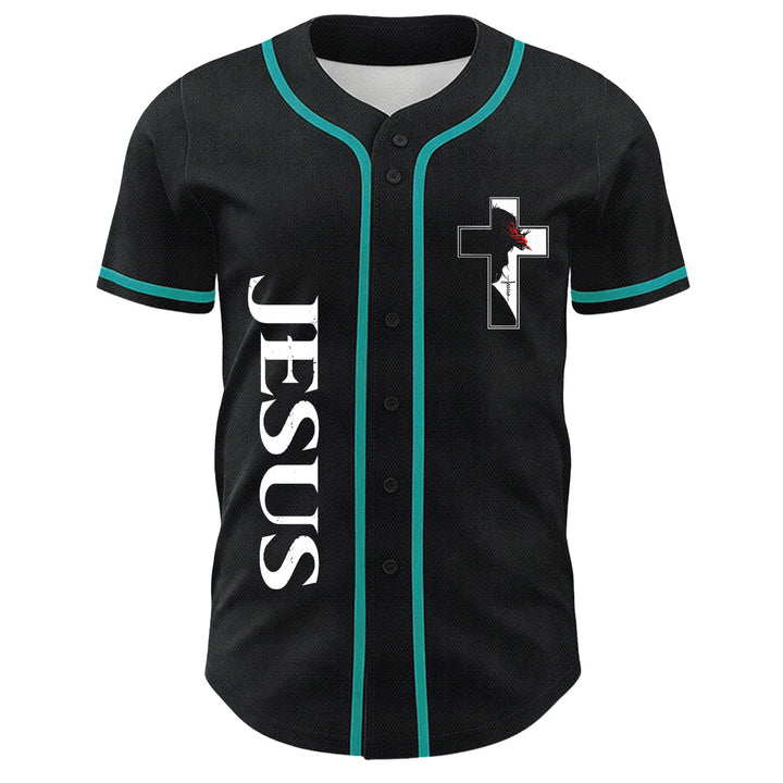 Christian Virgin Mary Jesus Crucifix Cross Graphic Baseball Jersey - image 14