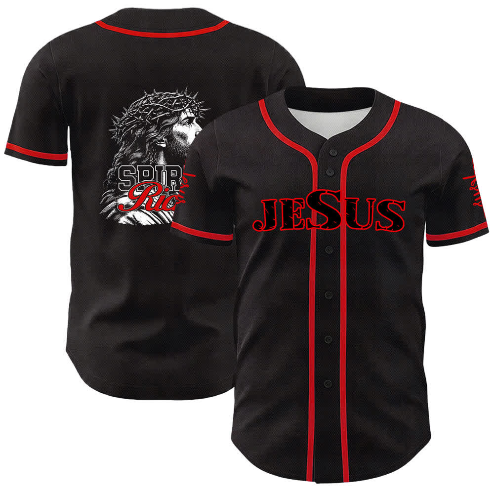 Christianartworkshop Jesus Spirit Rich Crown Of Thorns Portrait Unisex Baseball Jersey - Red - 5XL - image 9