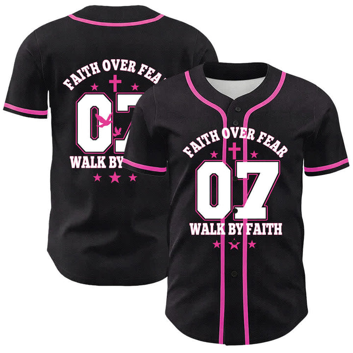 Christianartworkshop Faith Over Fear Walk By Fear Number 07 Dove Cross Unisex Baseball Jersey - Pink - 5XL - image 21