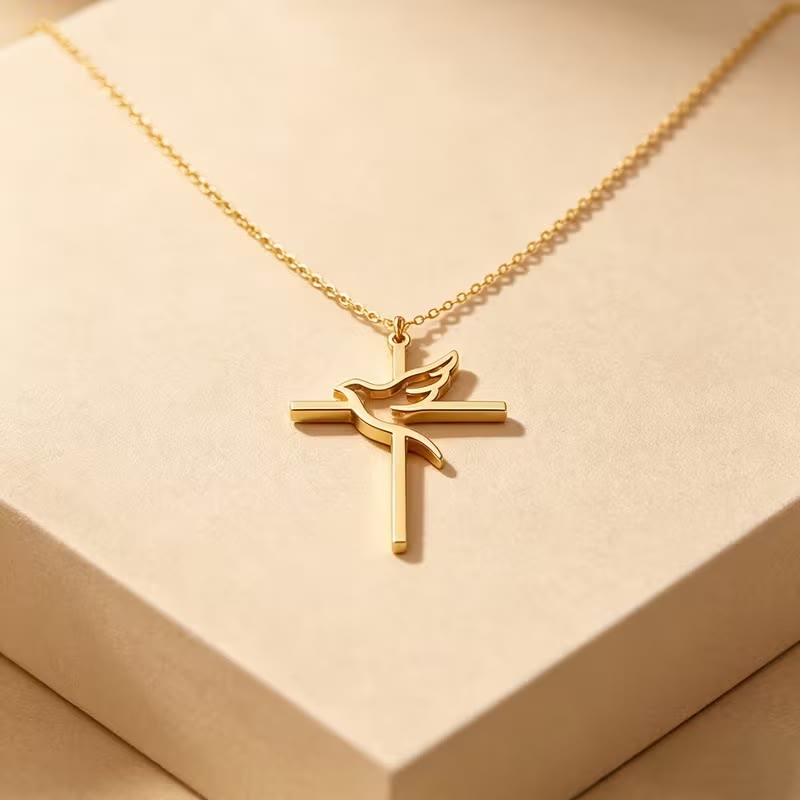 Christianartworkshop Minimal Outline Dove Cross Pendant Necklace: Emblem of Pure Heavenly Peace - image 3