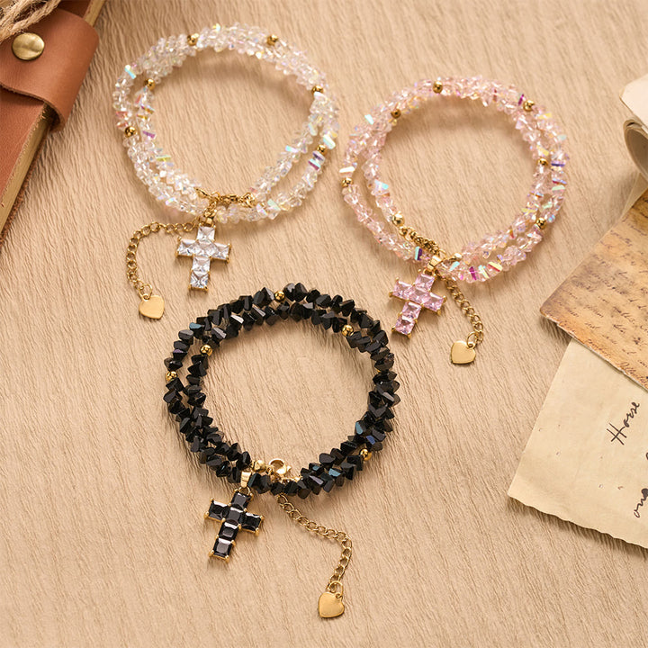 Christianartworkshop Faceted Crystal Bead Cross Charm Bracelet: Emblem of Sparkling Heavenly Blessing - image 2