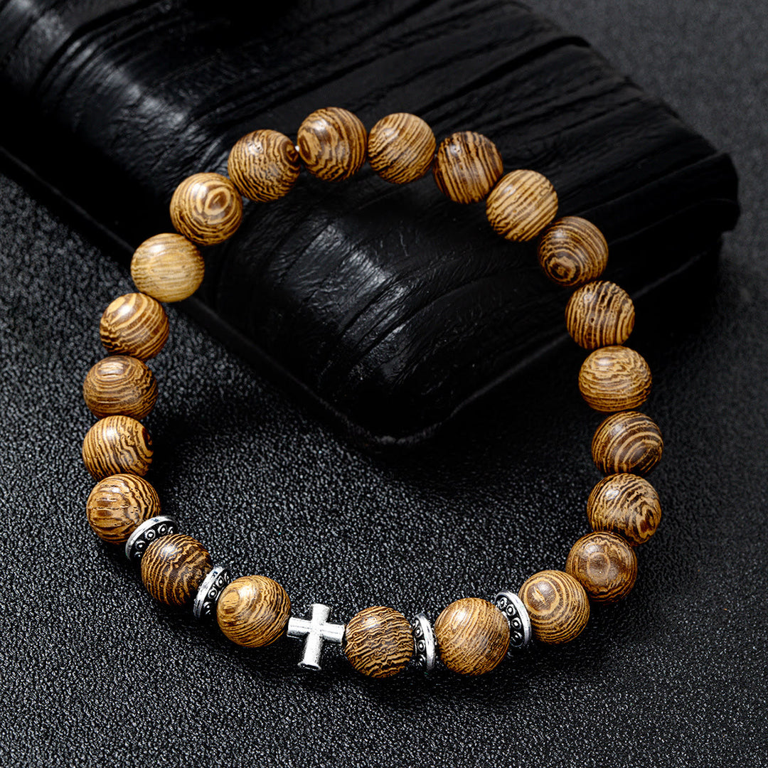 Christianartworkshop Natural Wooden Bead Cross Stretch Bracelet: Emblem of Stable Heavenly Shelter - image 10