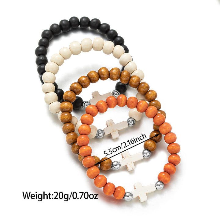 Christianartworkshop Natural Wooden Bead Cross Stretch Bracelet: Emblem of Stable Heavenly Shelter - K - image 11