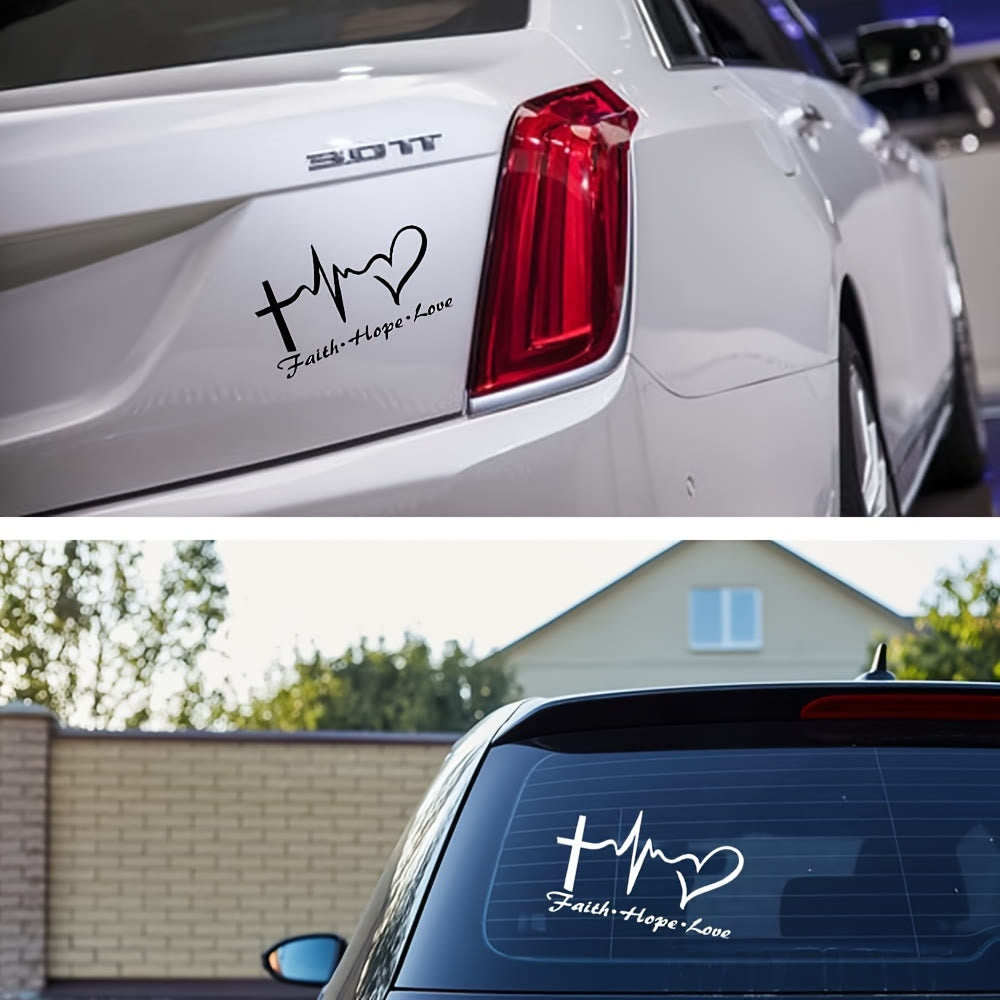 Christianartworkshop Lifeline Cross Heart Faith Hope Love Car Sticker: Emblem of Complete Heavenly Blessing - image 2