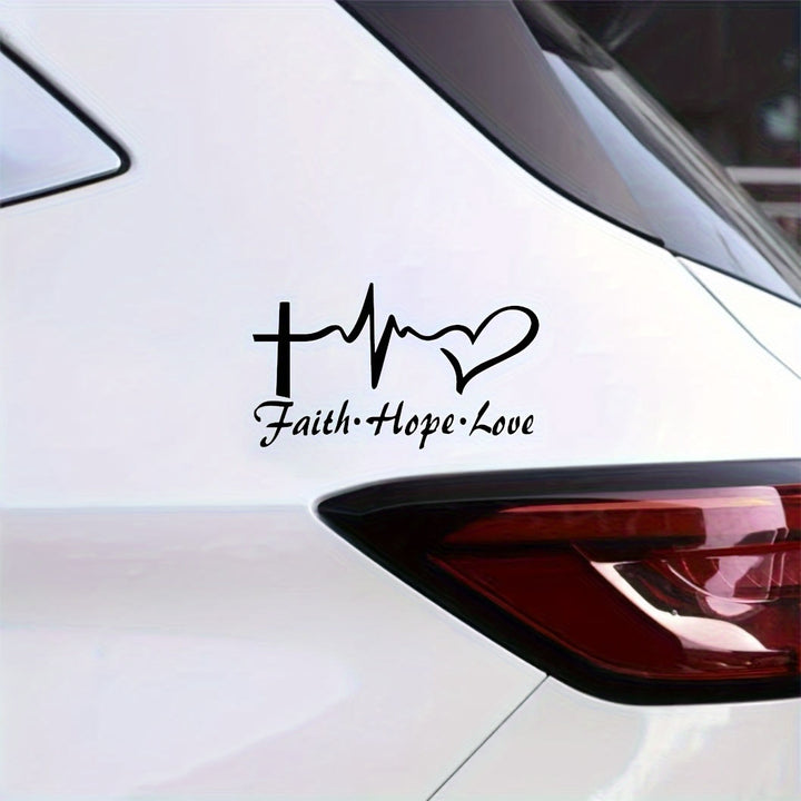 Christianartworkshop Lifeline Cross Heart Faith Hope Love Car Sticker: Emblem of Complete Heavenly Blessing - Black - Set of 10 - image 3