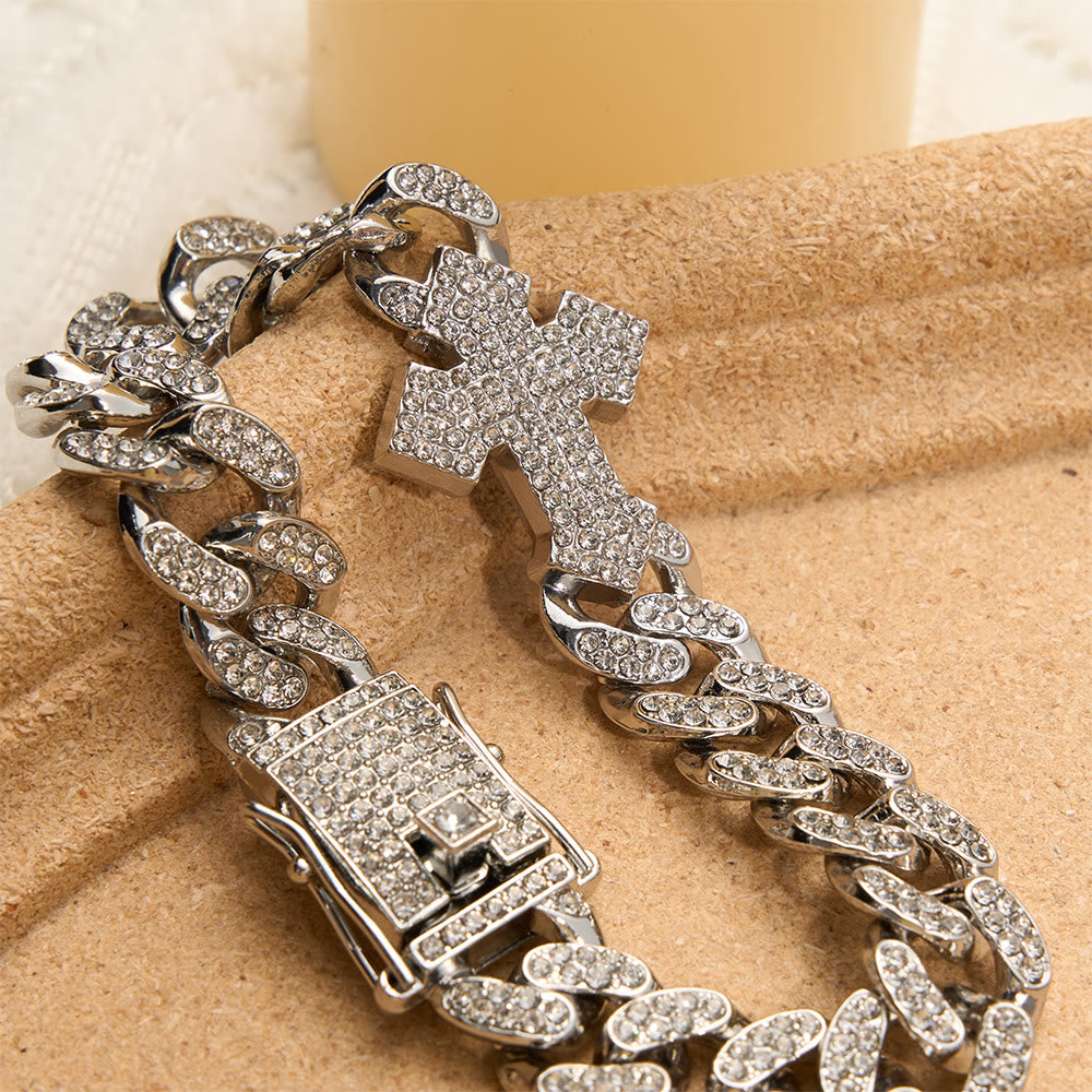 Christianartworkshop Iced Out Cuban Link Cross Necklace: Emblem of Bold Heavenly Fortitude - image 2