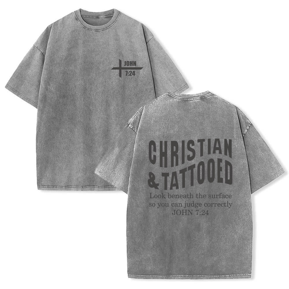 Christianartworkshop John 7:24 Vintage Street Statement Washed T-Shirt - Grey - 4XL - image 0