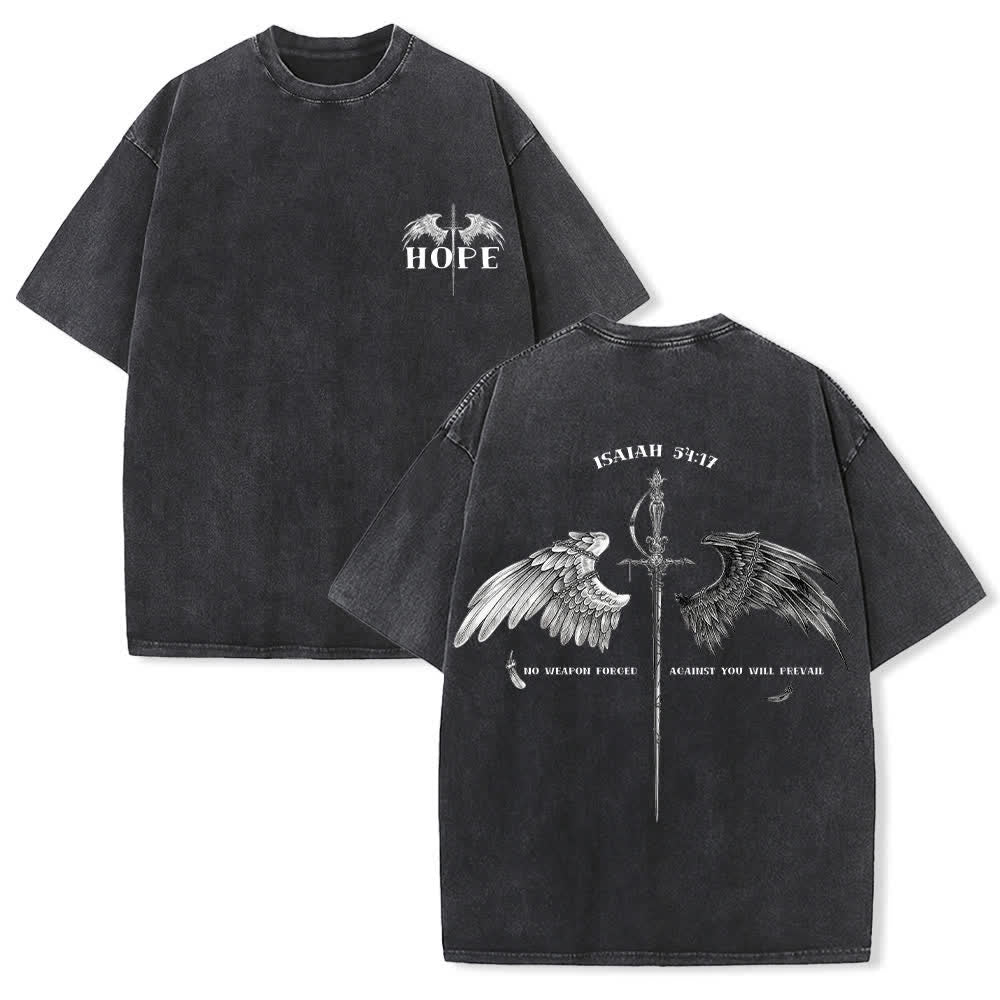Christianartworkshop Isaiah 54:17 Wings Of Hope Washed T-Shirt - image 0