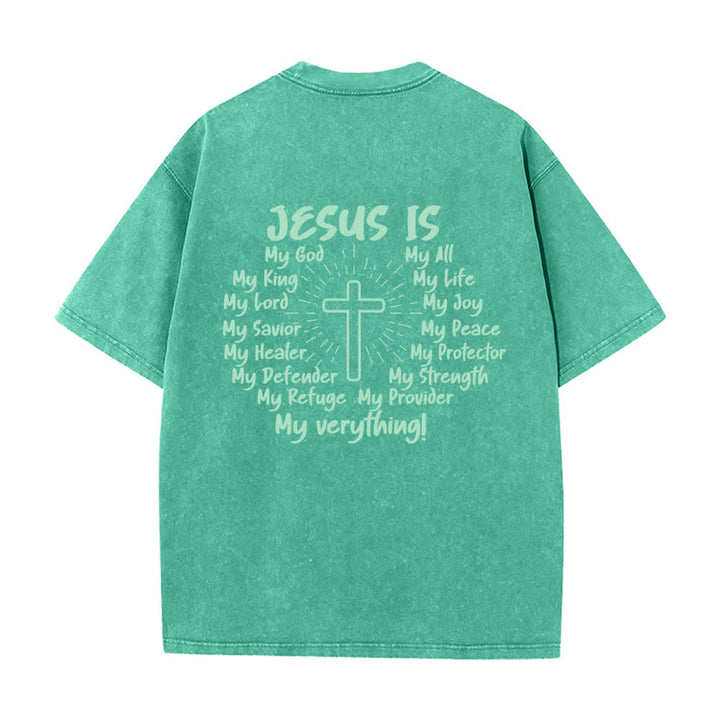Christianartworkshop Jesus Is Cross Back Print Oversized Washed T-Shirt - image 16