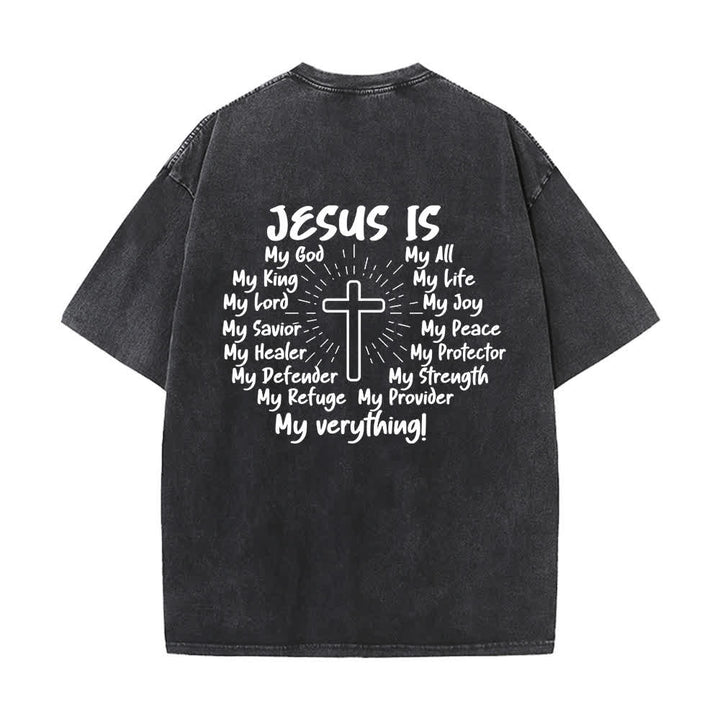 Christianartworkshop Jesus Is Cross Back Print Oversized Washed T-Shirt - image 1