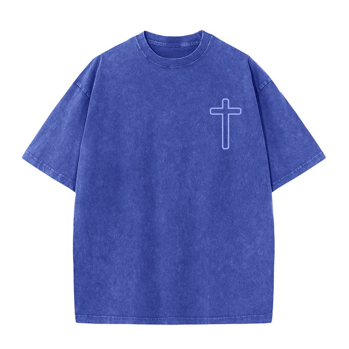 Christianartworkshop Jesus Is Cross Back Print Oversized Washed T-Shirt - image 20