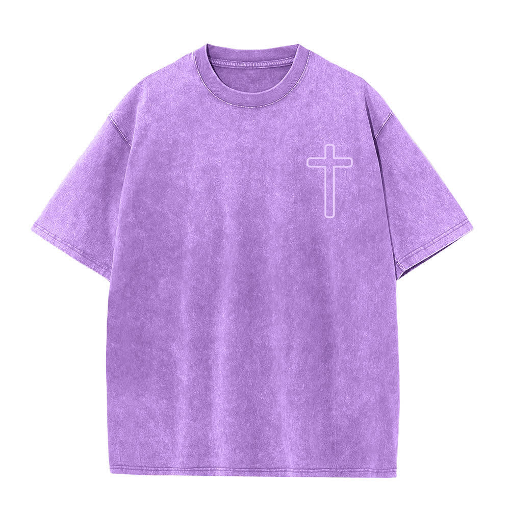 Christianartworkshop Jesus Is Cross Back Print Oversized Washed T-Shirt - image 23