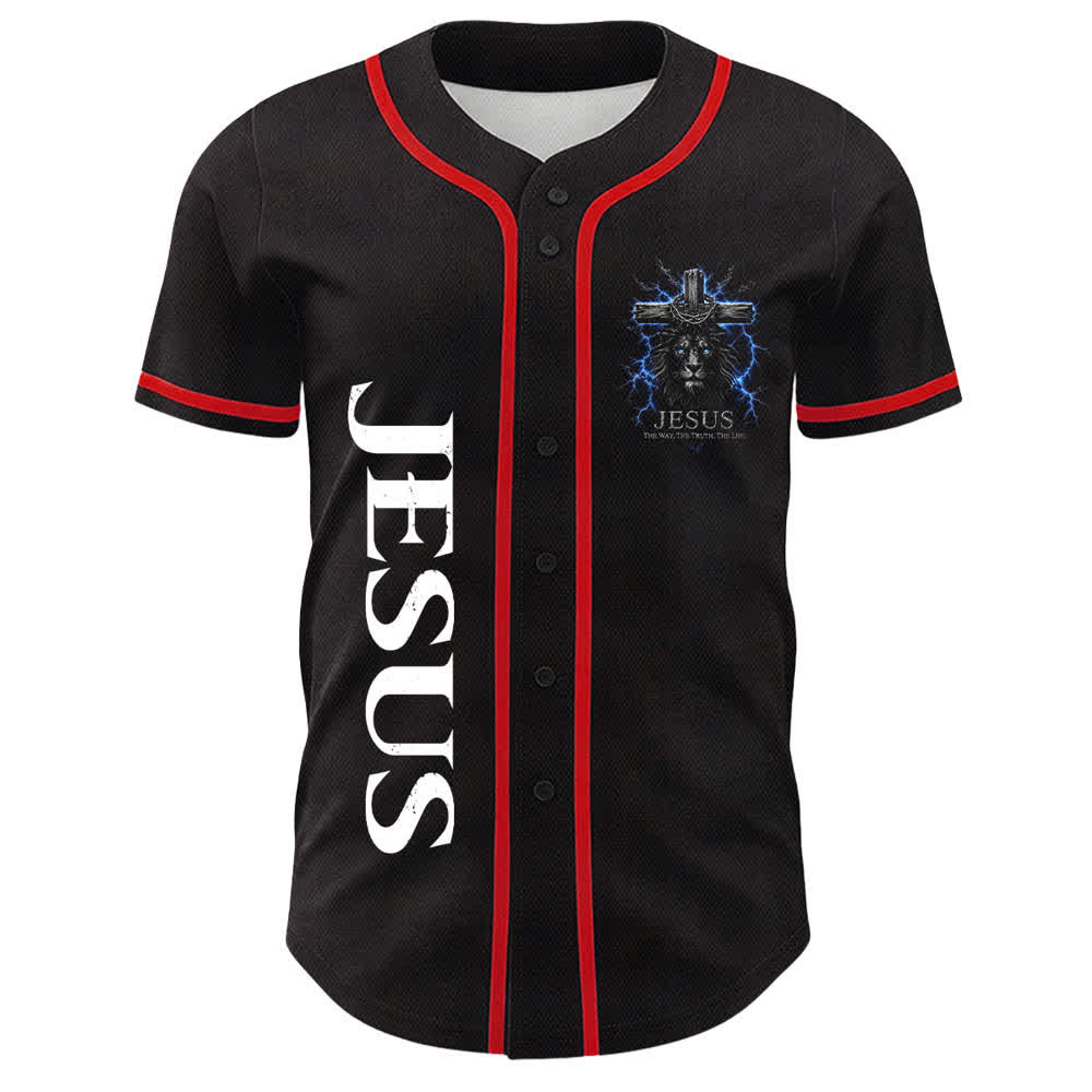 Christianartworkshop Jesus Lion Lightning Black Baseball Jersey - image 11