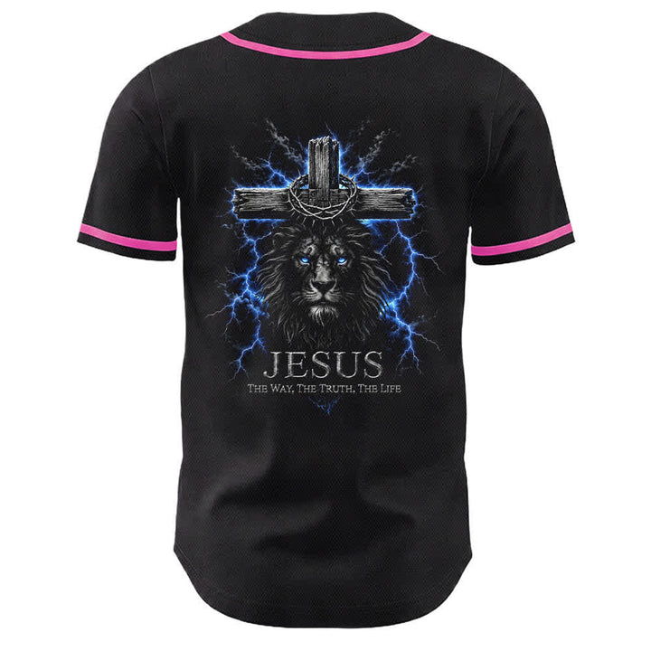 Christianartworkshop Jesus Lion Lightning Black Baseball Jersey - image 13