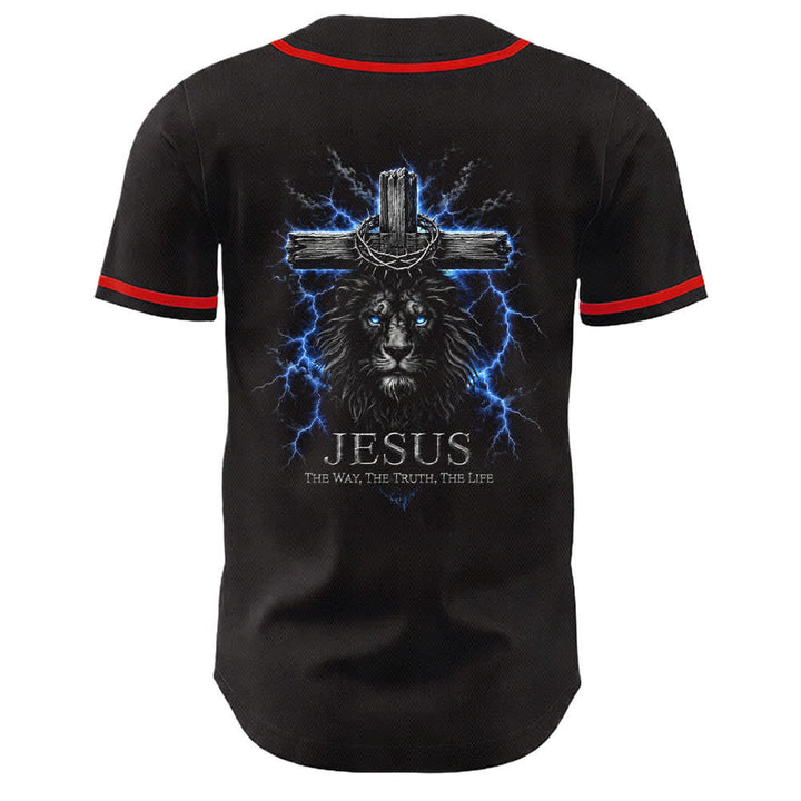 Christianartworkshop Jesus Lion Lightning Black Baseball Jersey - image 10