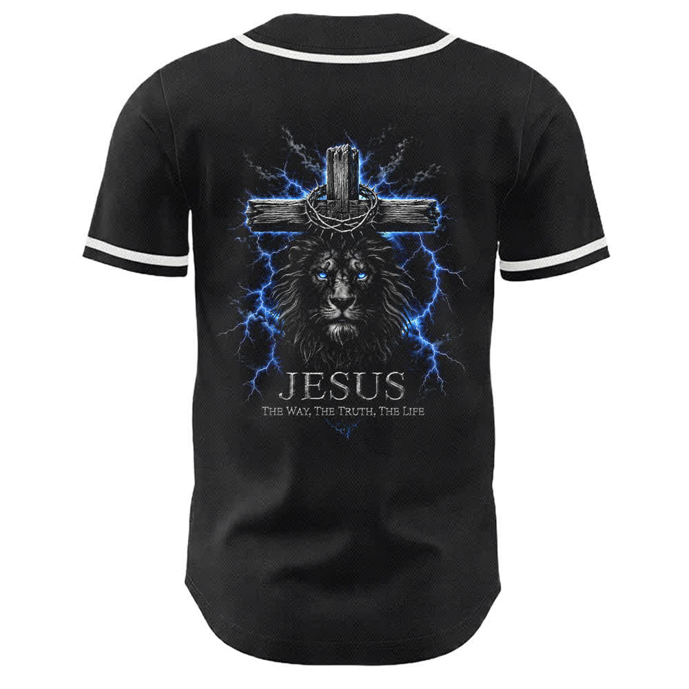 Christianartworkshop Jesus Lion Lightning Black Baseball Jersey - image 16