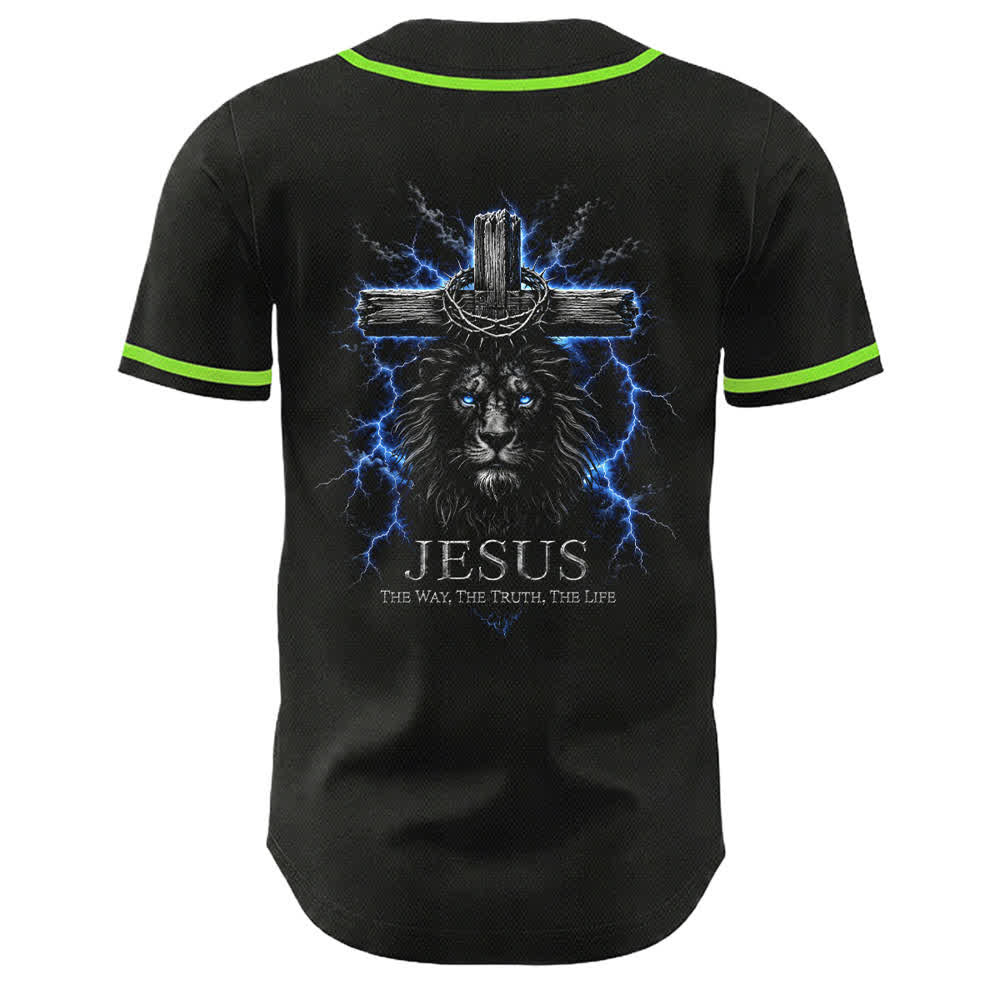 Christianartworkshop Jesus Lion Lightning Black Baseball Jersey - image 25