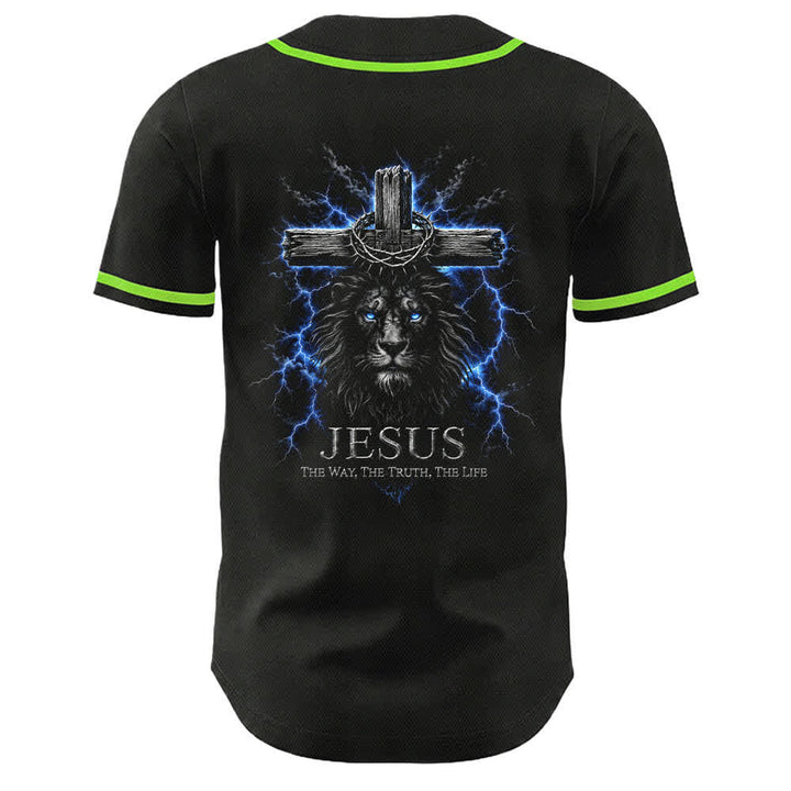 Christianartworkshop Jesus Lion Lightning Black Baseball Jersey - image 25