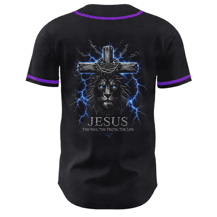Christianartworkshop Jesus Lion Lightning Black Baseball Jersey - image 22