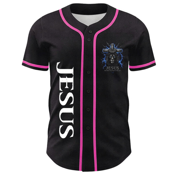 Christianartworkshop Jesus Lion Lightning Black Baseball Jersey - image 14