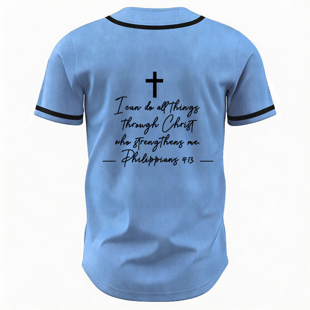 Christianartworkshop Jesus Christ 33 Light Blue Baseball Jersey - image 2