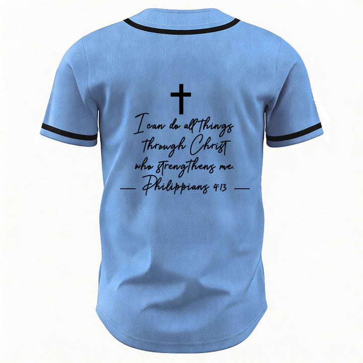 Christianartworkshop Jesus Christ 33 Light Blue Baseball Jersey - image 2