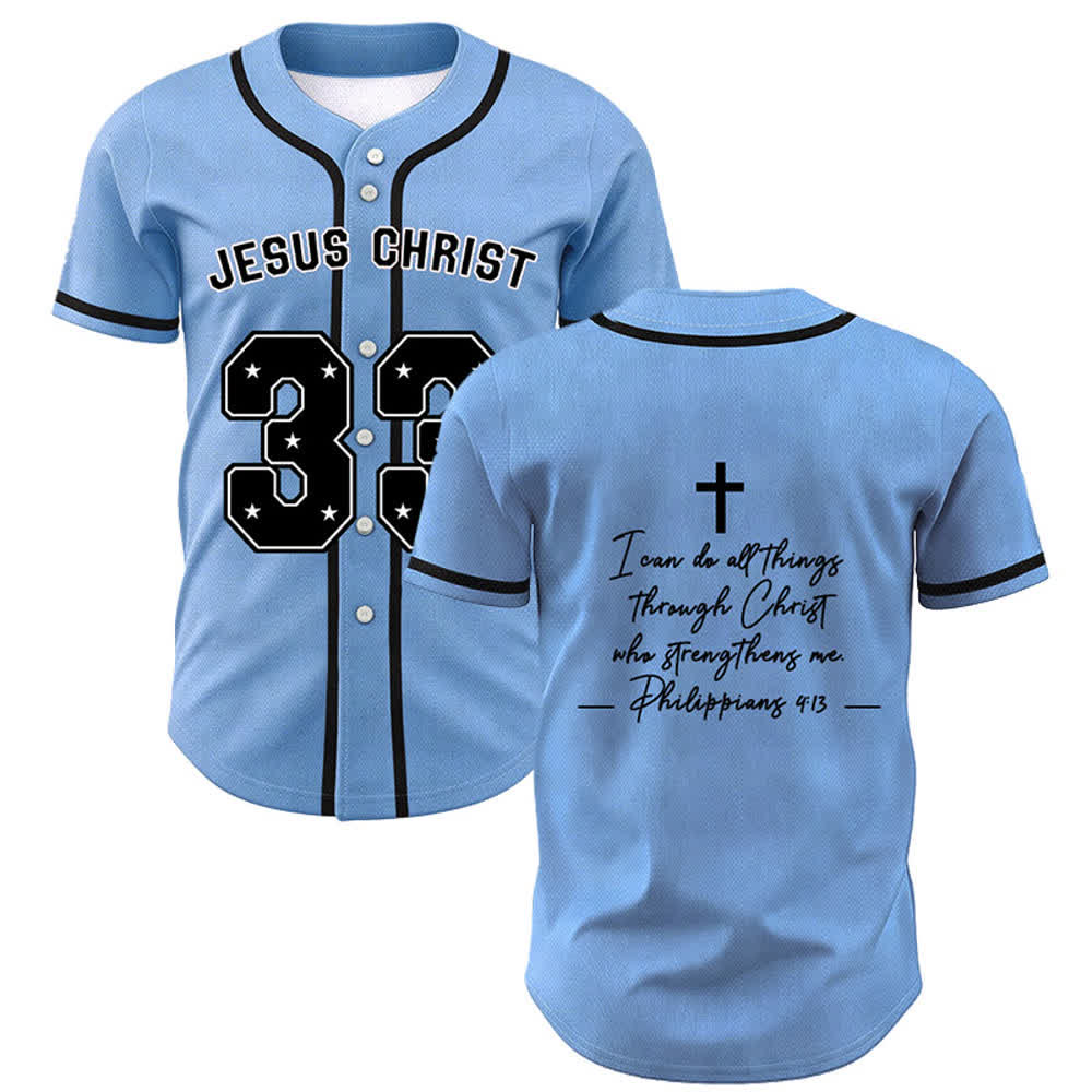 Christianartworkshop Jesus Christ 33 Light Blue Baseball Jersey - Sky Blue - 5XL - image 0