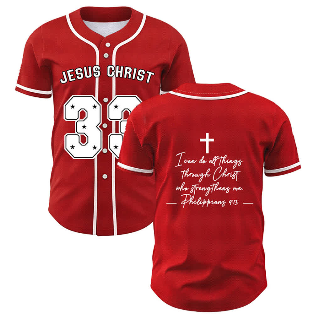 Christianartworkshop Jesus Christ 33 Light Blue Mesh Baseball Jersey - Red - 5XL - image 42