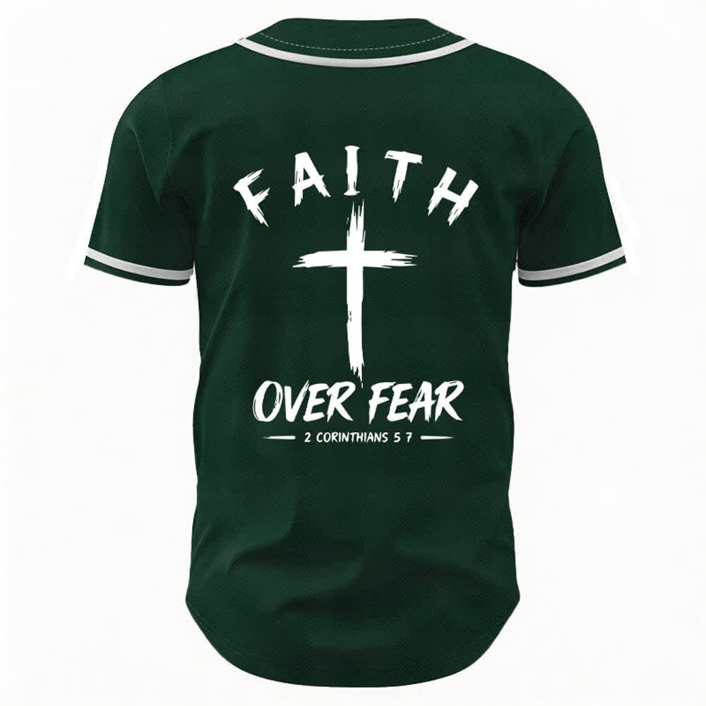 Christianartworkshop Faith Over Fear Contrast Trim Baseball Jersey - image 36