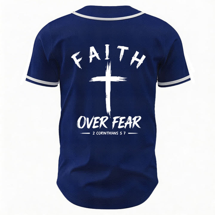 Christianartworkshop Faith Over Fear Contrast Trim Baseball Jersey - image 1