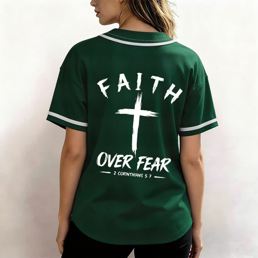 Christianartworkshop Faith Over Fear Contrast Trim Baseball Jersey - image 38