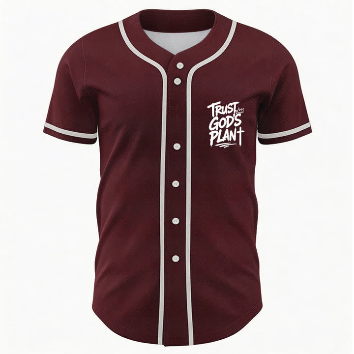 Christianartworkshop Trust God's Plan Button Up Baseball Jersey - image 9