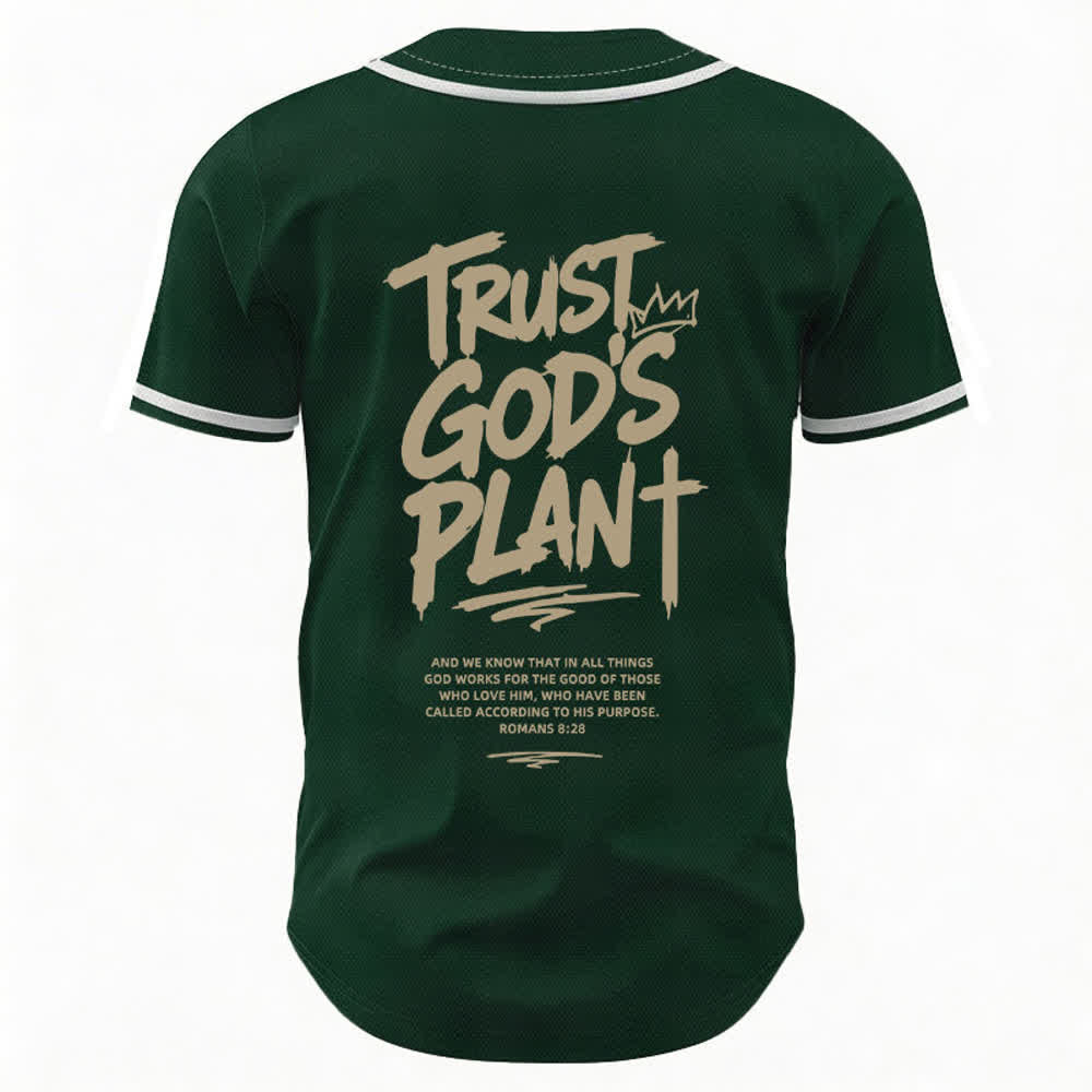 Christianartworkshop Trust God's Plan Button Up Baseball Jersey - image 15