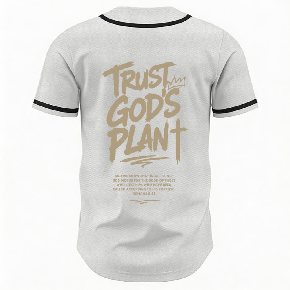 Christianartworkshop Trust God's Plan Button Up Baseball Jersey - image 29