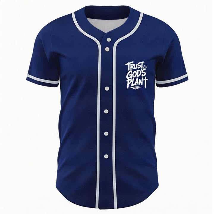 Christianartworkshop Trust God's Plan Button Up Baseball Jersey - image 37