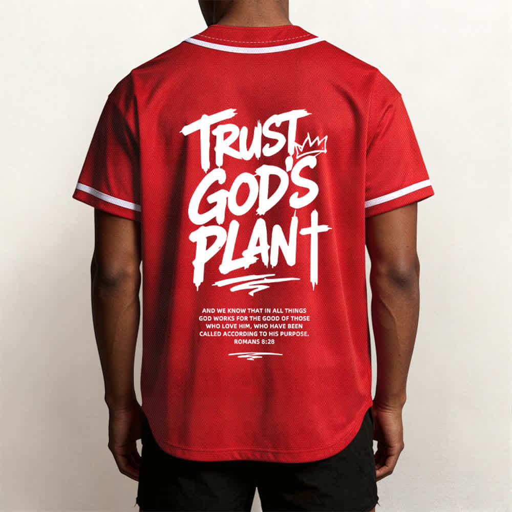 Christianartworkshop Trust God's Plan Button Up Baseball Jersey - image 47