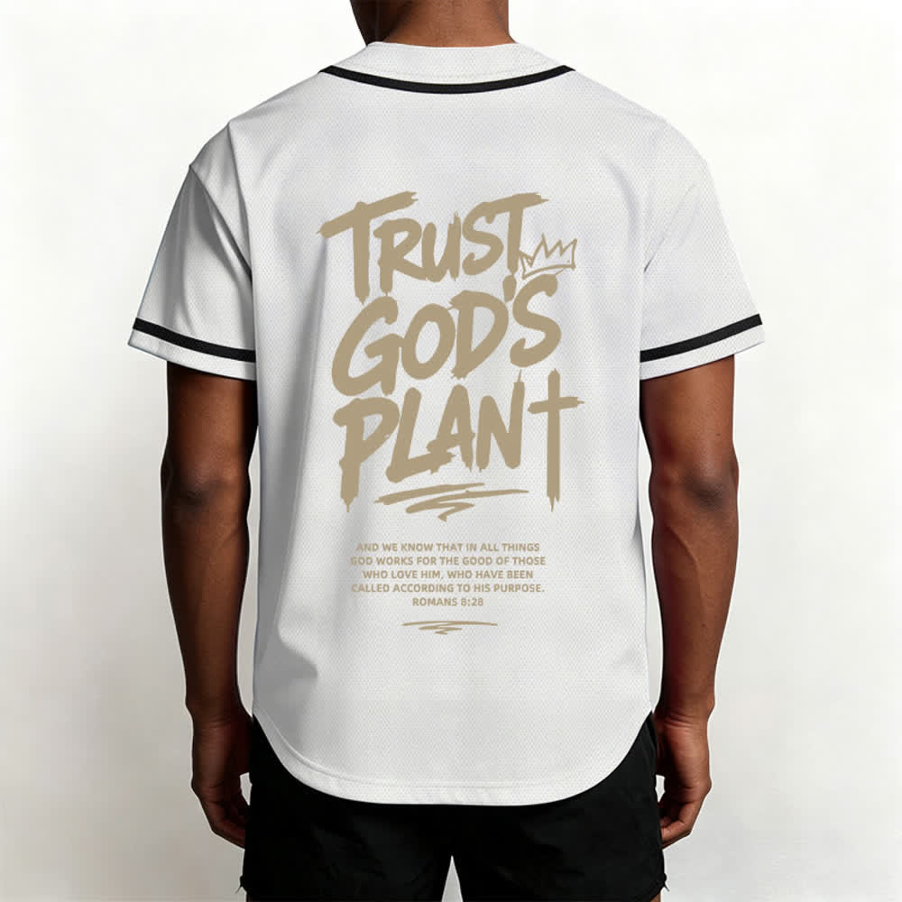 Christianartworkshop Trust God's Plan Button Up Baseball Jersey - image 33