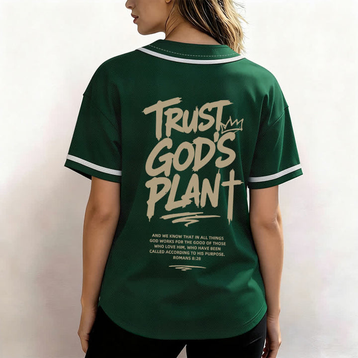 Christianartworkshop Trust God's Plan Button Up Baseball Jersey - image 17