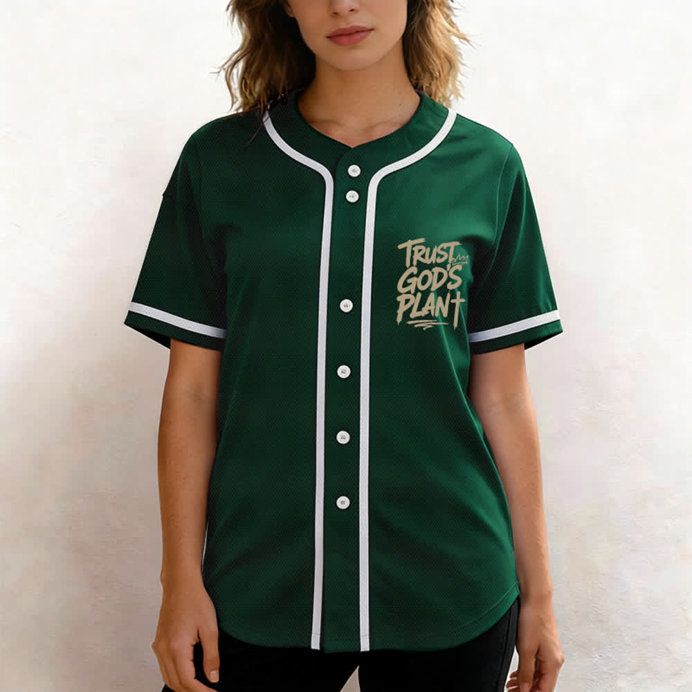 Christianartworkshop Trust God's Plan Button Up Baseball Jersey - image 18