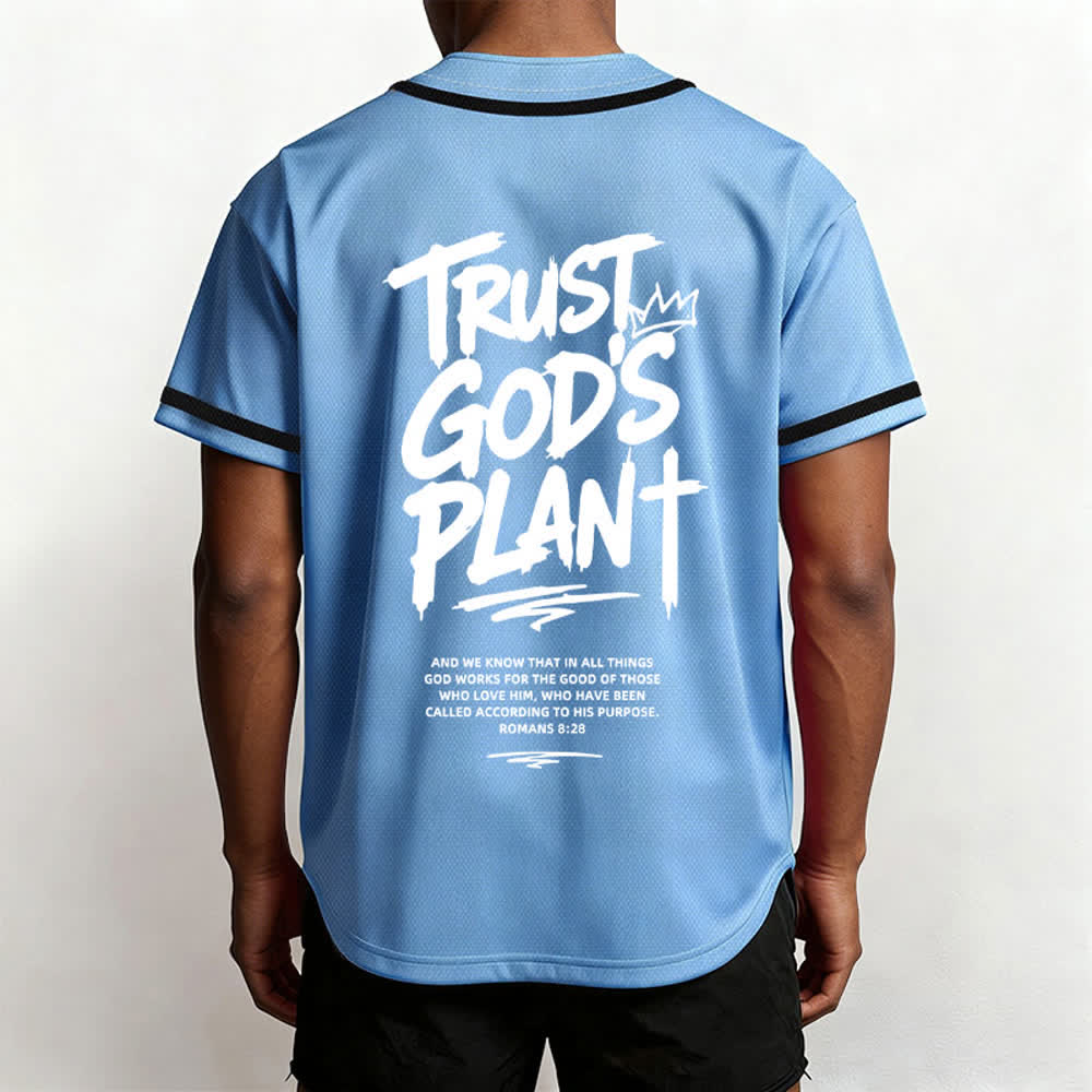 Christianartworkshop Trust God's Plan Mesh Button Up Baseball Jersey - image 54