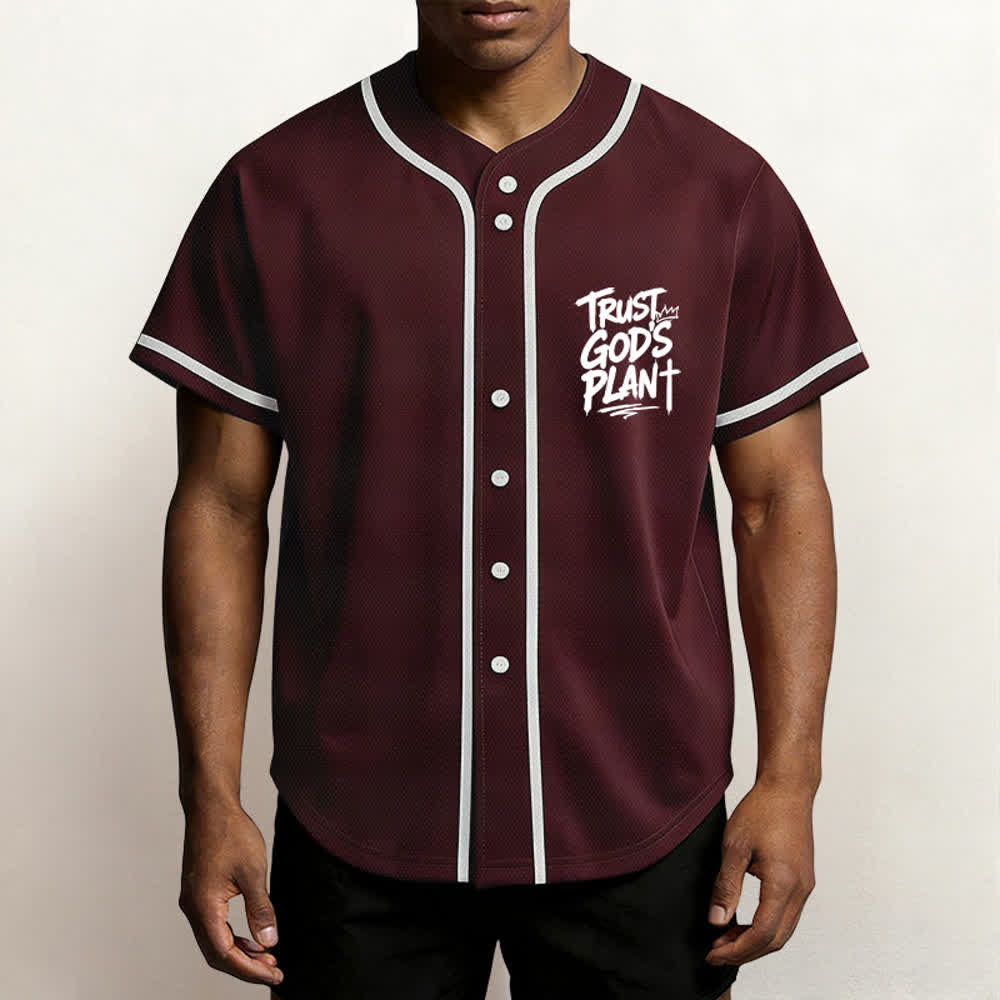Christianartworkshop Trust God's Plan Button Up Baseball Jersey - image 13